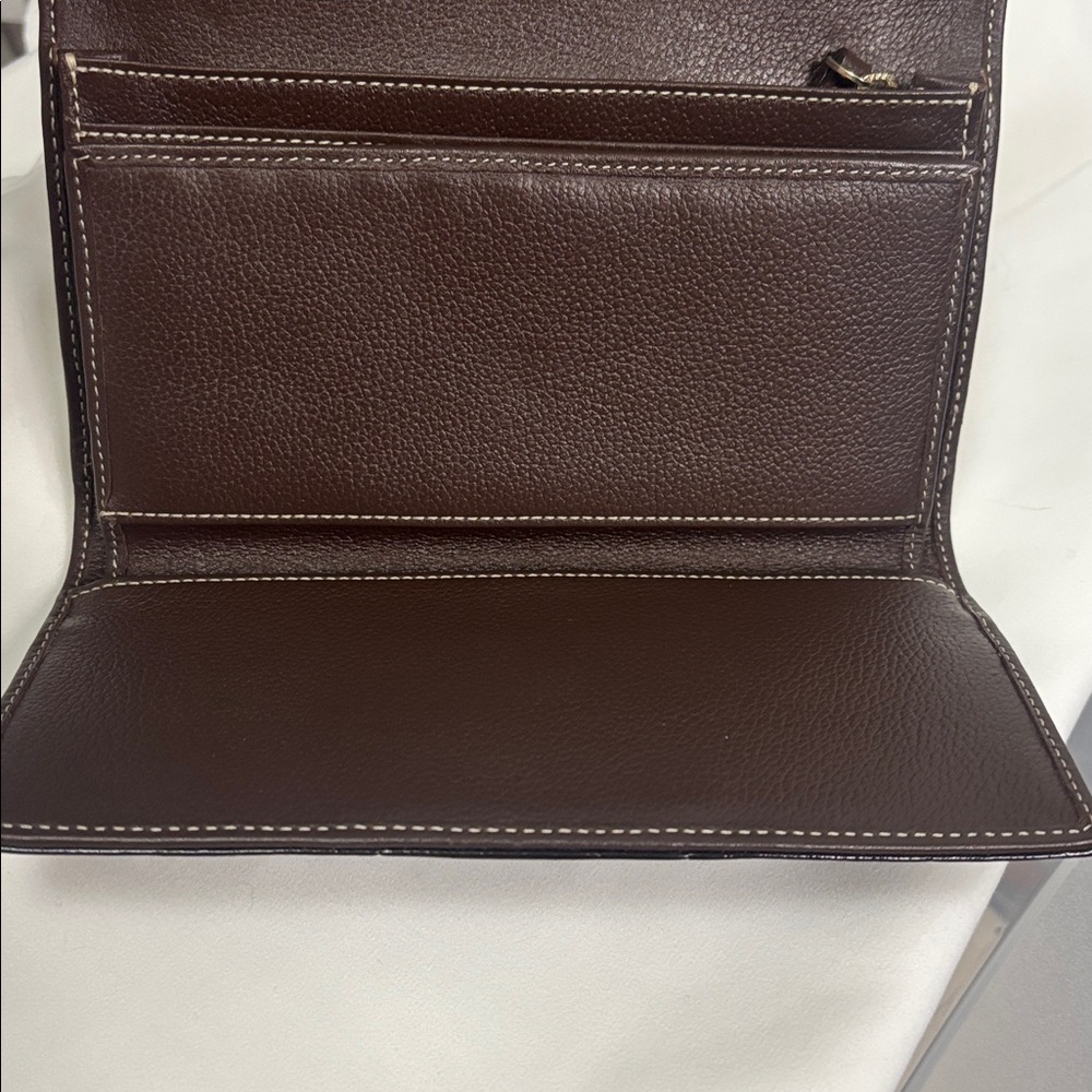 Kate Spade Brown Leather Checkbook Wallet ID Card Holder Coin Purse Folding - Picture 17 of 17